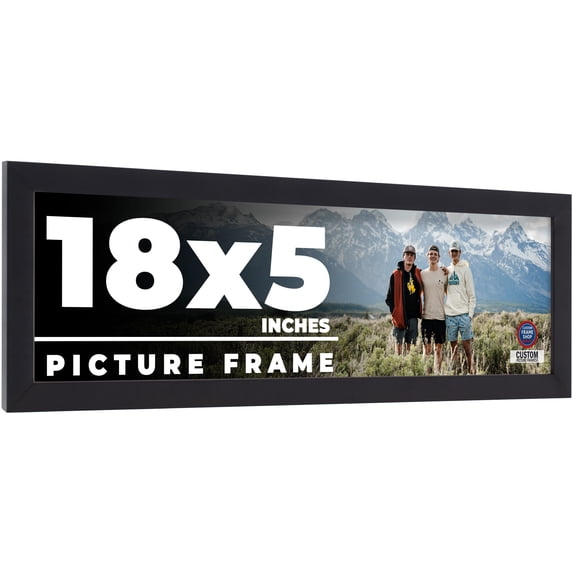 18x5 Frame Black Real Wood Picture Frame Width 0.75 inches | Interior Frame Depth 0.5 inches | Noir