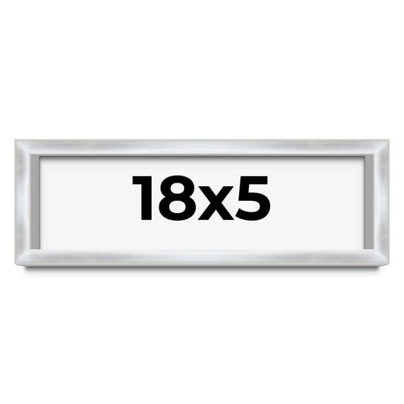 18x5 Frame Silver Whitewashed Wood Grain Solid Wood Shadow Box | 0.75 Inch Moulding Width | 0.75