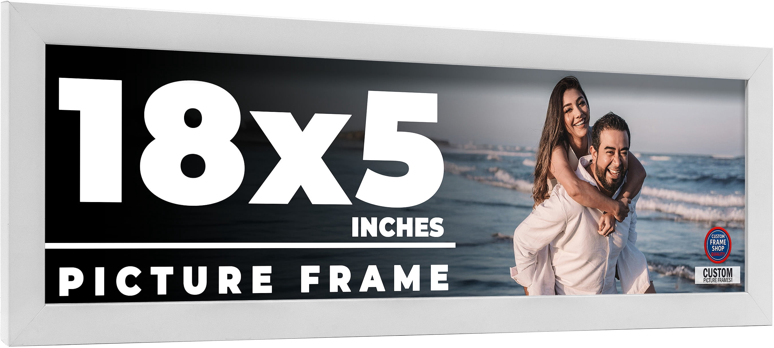 18x5 Frame White Solid Wood Picture Frame Includes UV Acrylic Shatter ...
