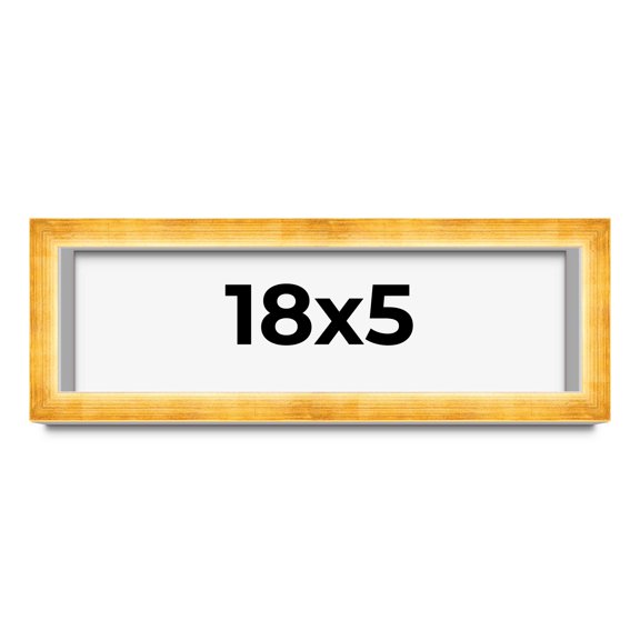 18x5 IN Shadow Box Frame Gold | 1.625 Inches Deep Real Wood Traditional Shadowbox Display Frame |