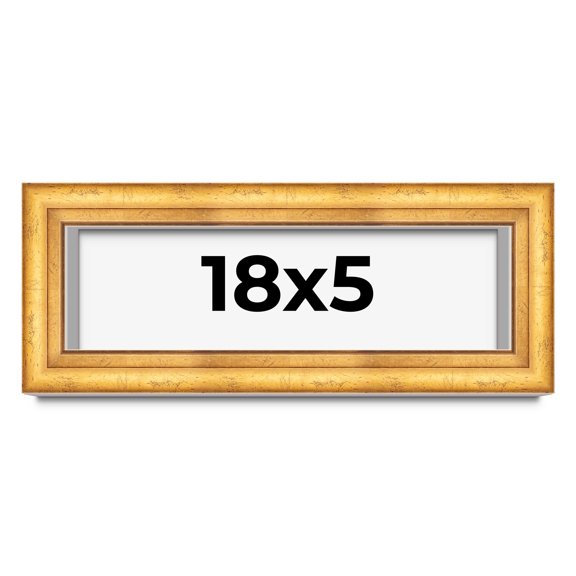 18x5 IN Shadow Box Frame Gold | 1.75 Inches Deep Real Wood Traditional Shadowbox Display Frame | UV