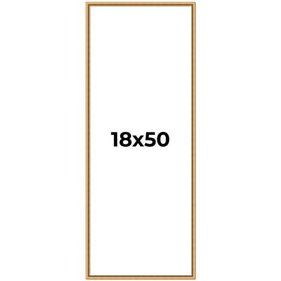 18x50 Frame Beaded Gold Solid Wood Picture Frame | 0.75 Inches Moulding Width | Liscio Oro
