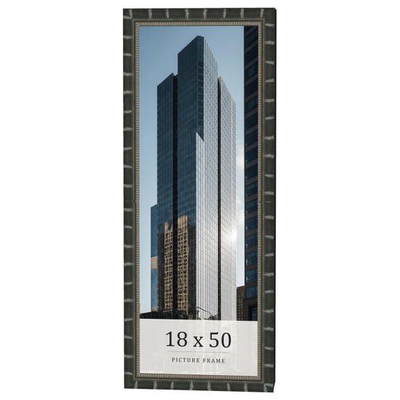 18x50 Frame Black Bamboo Solid Wood Picture Frame Width 1.5 Inches | Interior Frame Depth 0.5