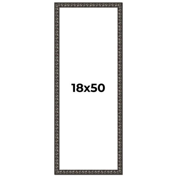 18x50 Frame Black-Brown Medieval Solid Wood Picture Frame | 1.5 Inch Moulding Width | Gotham