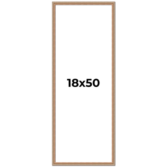 18x50 Frame Brown 60's Wooden Cabinet Solid Wood Picture Frame | 1 Inch Moulding Width | Complete