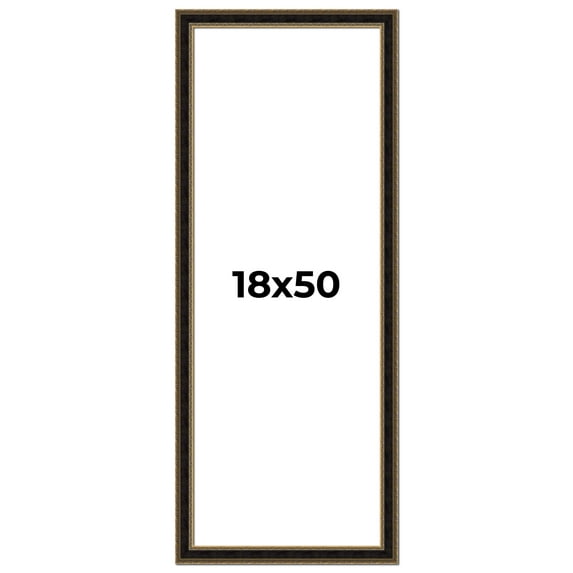 18x50 Frame Gold Antique Vintage Sold Wood Picture Frame | 1.75 Inch Moulding Width | Interior