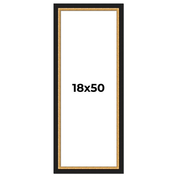18x50 Frame Gold Real Wood Picture Frame Width 2.25 Inches | Interior Frame Depth 0.5 Inches |