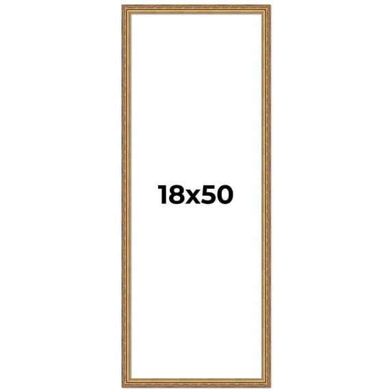 18x50 Frame Gold Solid Wood Picture Frame Width 1.25 Inches | Interior Frame Depth 0.375 Inches |