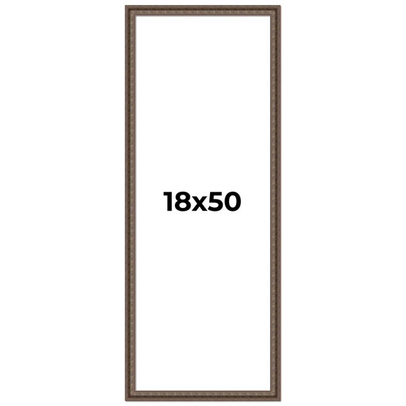 18x50 Ornate Brown Real Wood Picture Frame Width 1.5 Inches | Interior Frame Depth 0.5 Inches |