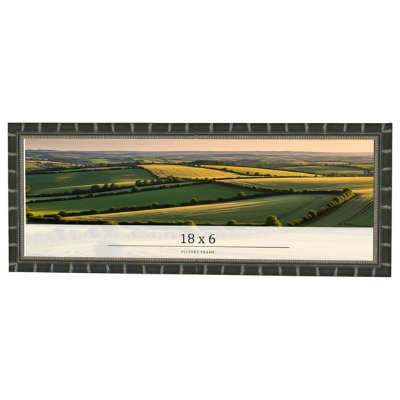 18x6 Frame Black Bamboo Solid Wood Picture Frame Width 1.5 Inches | Interior Frame Depth 0.5 Inches