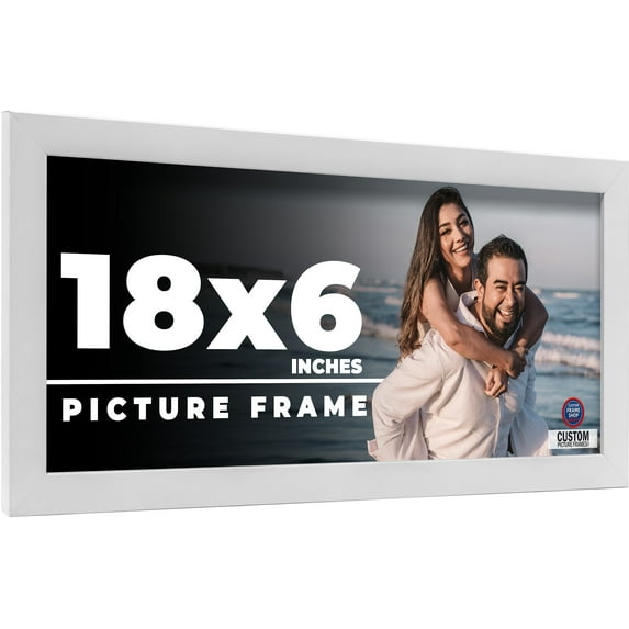 18x6 Frame White Solid Wood Picture Frame Includes UV Acrylic Shatter Guard Front, Acid Free Foam