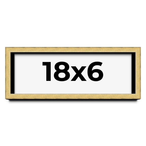 18x6 Shadow Box Frame Gold | 1.375 Inches Deep Real Wood Contemporary Shadowbox Display Frame | UV