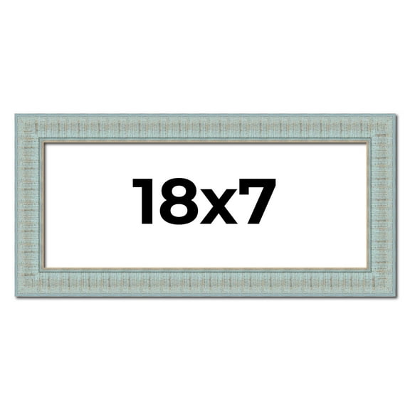 18x7 Frame Blue Teal Distressed Solid Wood Picture Frame | 1.625 Inch Moulding Width | Sonoma Blue
