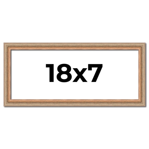 18x7 Frame Brown 60's Wooden Cabinet Solid Wood Picture Frame | 1 Inch Moulding Width | Complete