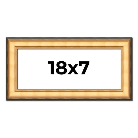 18x7 Frame Gold Plein Aire Solid Wood Picture Frame Width 2 Inches | Interior Frame Depth 0.5