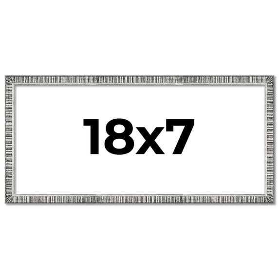 18x7 Frame Silver Grey Distressed Solid Wood Picture Frame | 0.75 Inch Moulding Width | Interior
