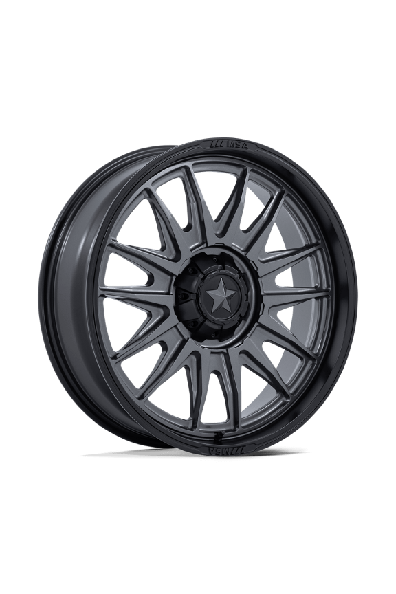 18x7 MSA M55 Commander Matte Gunmetal W/ Matte Black Lip UTV Wheel 4x110 (10mm)