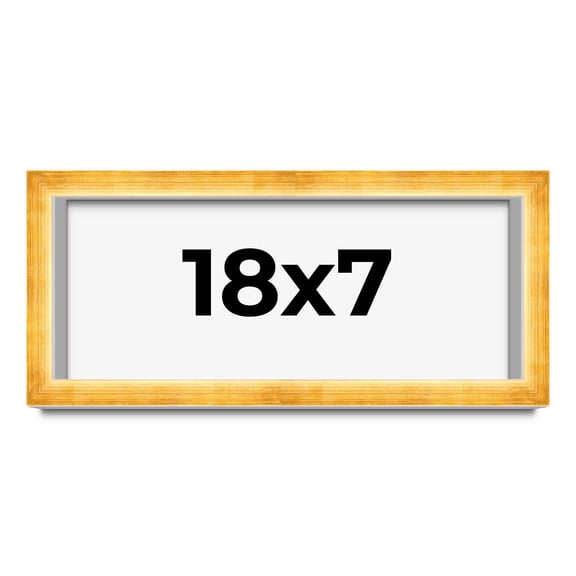 18x7 Shadow Box Frame Gold | 1.625 Inches Deep Real Wood Traditional Shadowbox Display Frame | UV
