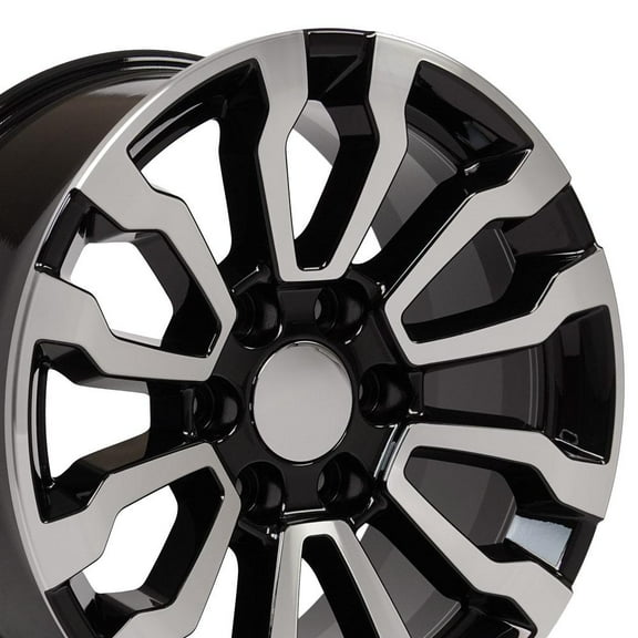 OE Wheels CV35 18 Inch Rim Fits Sierra 1500 AT4 Style 6x139.7 18x8.5 Gloss Black Machined - Hollander 5909 (1)