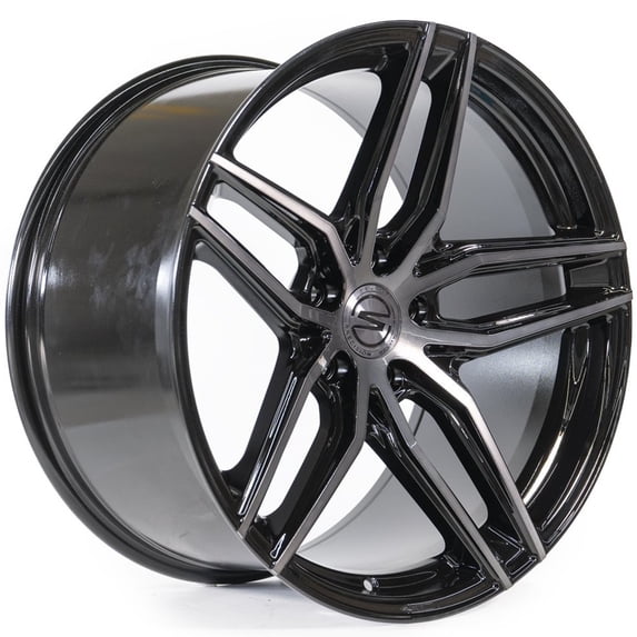 18x8.5 Select S101 Shadow Glossy Black Brushed DDT Face Clear Wheel 5x112 (38mm)