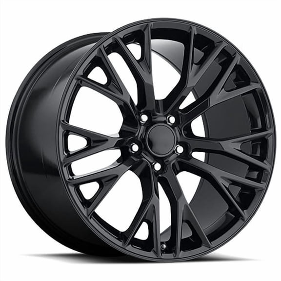 New 18x8.5 Inch Wheel for Corvette C7 Z06 FR 22 Style 18 inch Gloss Black Alloy Rim 5x4.75" Bolt-Pattern 56mm Offset - Factory Reproduction Wheel
