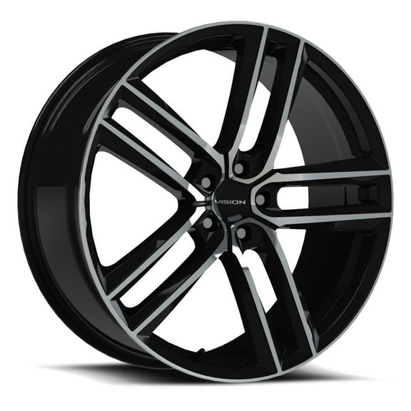 18x8.5 Vision 475 Clutch Gloss Black Machined Face Wheel 5x4.5 (12mm)