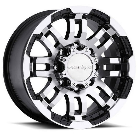 18" Vision 375 Warrior Gloss Black Machined Face Wheel 18x8.5 8x170 Rim 18mm