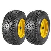 18x8.50-8 Lawn Mower Cart Turf Tires With Rim, for Garden Carts Dolly Trolley Dump Cart Hand Truck Wheelbarrow Garden Wagon 2 Pack Black