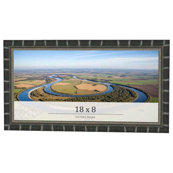 18x8 Frame Black Bamboo Solid Wood Picture Frame Width 1.5 Inches | Interior Frame Depth 0.5 Inches