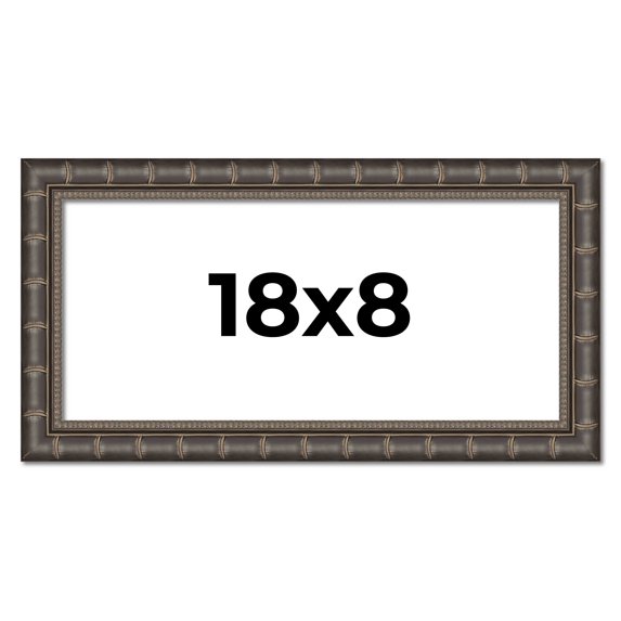 18x8 Frame Black Bamboo Solid Wood Picture Frame Width 1.5 Inches | Interior Frame Depth 0.5 Inches