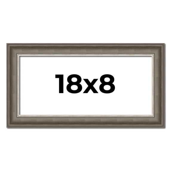 18x8 Frame Brown Solid Wood Picture Frame | 1.75 Inch Moulding Width | Austin Frame Complete with