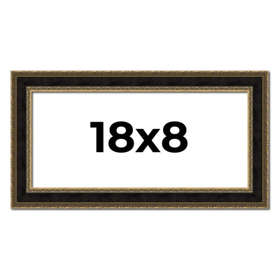 18x8 Frame Gold Antique Vintage Sold Wood Picture Frame | 1.75 Inch Moulding Width | Interior Frame