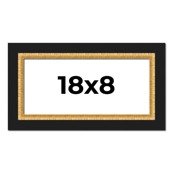 18x8 Frame Gold Real Wood Picture Frame Width 2.25 Inches | Interior Frame Depth 0.5 Inches |