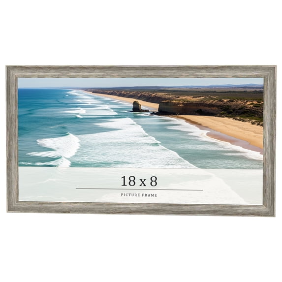 18x8 Frame Grey Solid Wood Picture Frame Width 1 Inches | Interior Frame Depth 0.5 Inches |