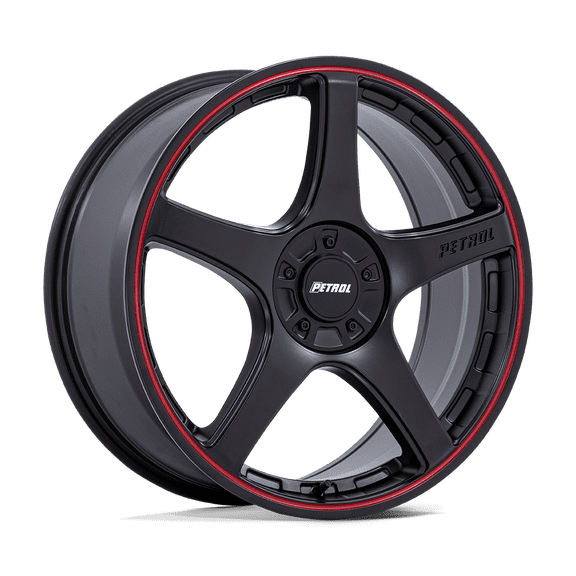 18x8 Petrol PE003 P2E Matte Black W/ Red Lip Wheel 5x112/5x120 (35mm)