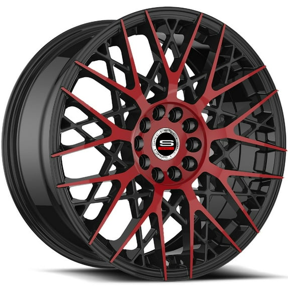 18x8 Spec-1 SP-53 Gloss Black & Red Machined Wheel 5x112/5x4.5 (38mm)