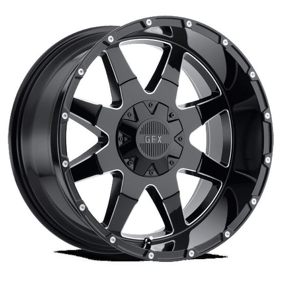18x9 +18 G-FX TR-12 Gloss Black Milled Wheel Rim 5x139.7 5x150 (QTY 1)
