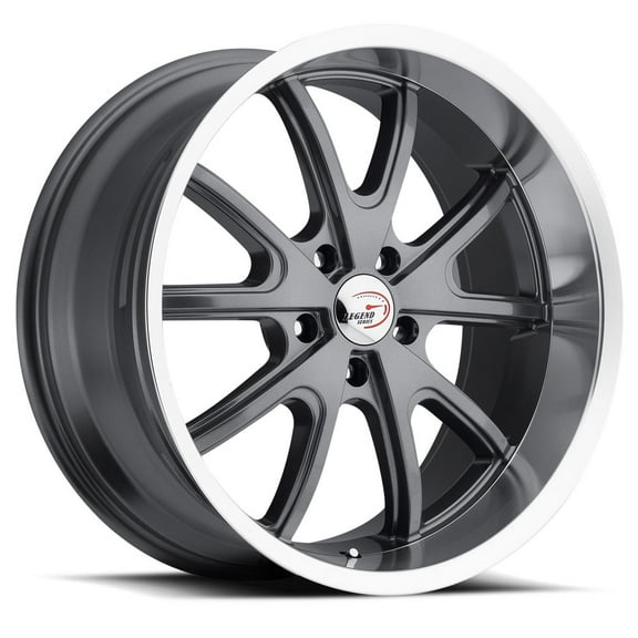 18" Vision American Muscle 143 Torque Gunmetal Machined Lip 18x9.5 5x5 Rim 12mm