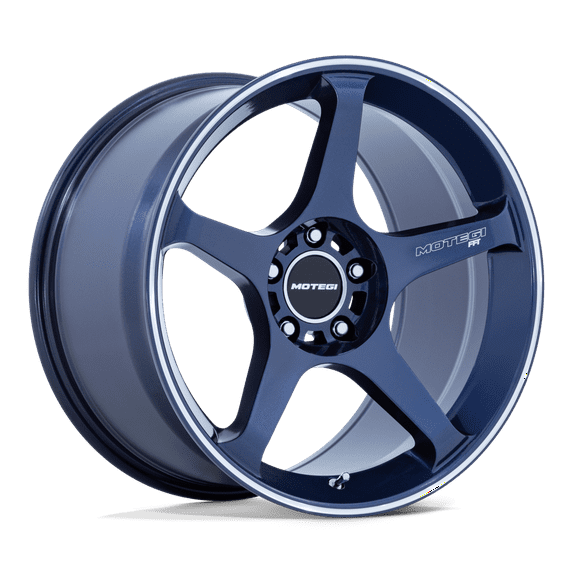 18x9.5 Motegi MR159 Battle V Obsidian Blue W/ Machined Stripe Wheel 5x120 (0mm)
