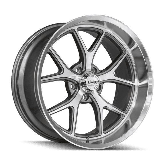 18x9.5 Ridler 661 Gloss Grey With Diamond Cut Face and Lip Wheel 5x4.75 (0mm)