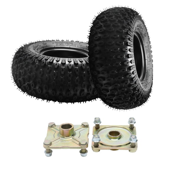 18x9.50-8 ATV Tires & Wheels Assembly 2-Pack Tubeless 4-Ply 18x9.50x8 8" Rims with 23T 4-Stud Rear Axle Hubs 110mm Bolt Pattern for Go Kart UTV Quad Lawn Mower Golf Cart Mini Bike Taotao Coolster