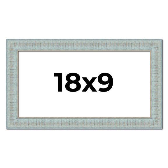 18x9 Frame Blue Teal Distressed Solid Wood Picture Frame | 1.625 Inch Moulding Width | Sonoma Blue