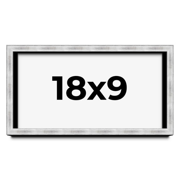 18x9 Frame Brushed Silver Solid Wood Picture Frame | 0.75 Inch Moulding Width | Rabbet Depth 0.75