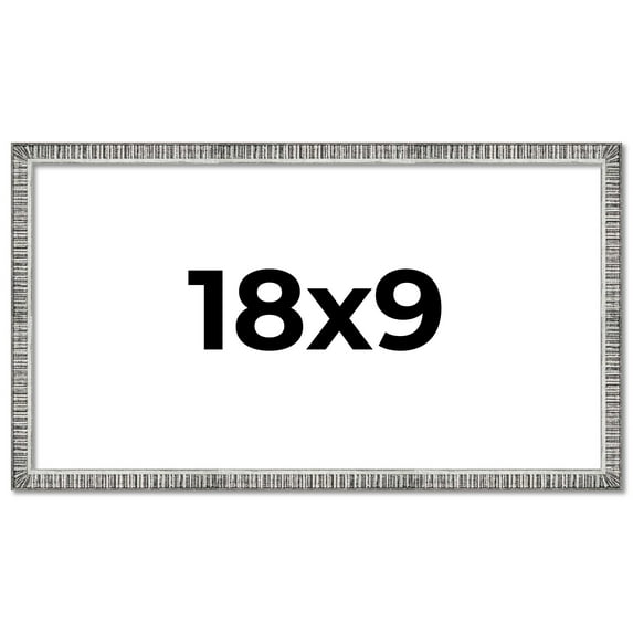 18x9 Frame Silver Grey Distressed Solid Wood Picture Frame | 0.75 Inch Moulding Width | Interior