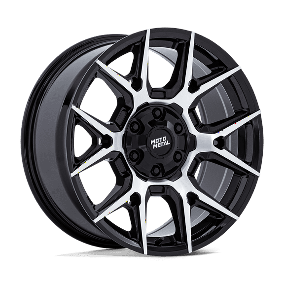 18x9 Moto Metal MO813 Mason Gloss Black W/ Machined Wheel 6x135/6x5.5 (18mm)