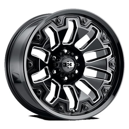 Vision Offroad 362 18x9 5x139.7 12et Gloss Blk Milled Spoke W Blk Blt wheel