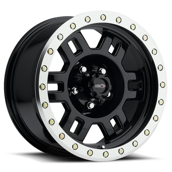 18" Vision Off-Road 398 Manx Gloss Black Machined Lip Wheel 18x9 5x5 Rim -12mm