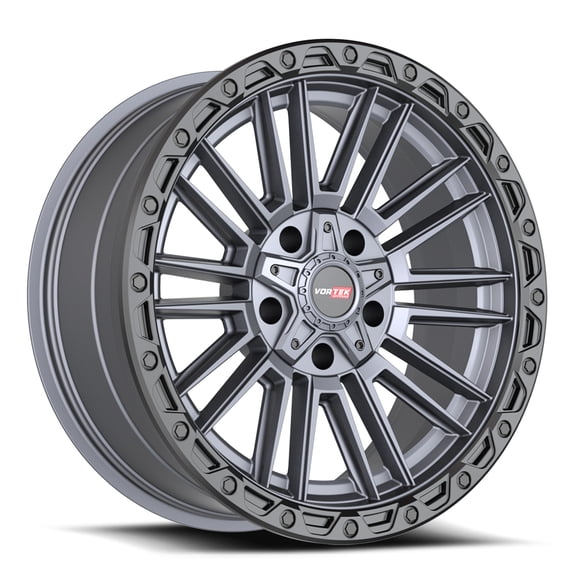 18x9 Vortek VRT-604 Matte Titanium With Black Bead Ring Wheel 5x5/5x5.5 (-12mm)