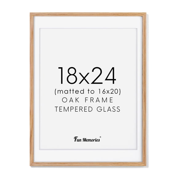 18xPicture Frame, Solid Oak Wood 18 x Frame for Wall, 18 by Oak Poster Frame with Real Glass, 18xMatted frame for 16x20, 18"x24" Wood Frame for Home Decor, Natural Oak Color, Set of 1 Y101