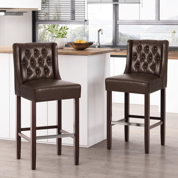 19.00in Deep Dark Brown PU Barstool for Pool Bars / Enjoy Your Drinks Comfortably